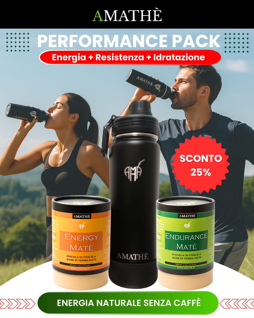Performance Kit – Energy Matè + Endurance Matè + Borraccia.